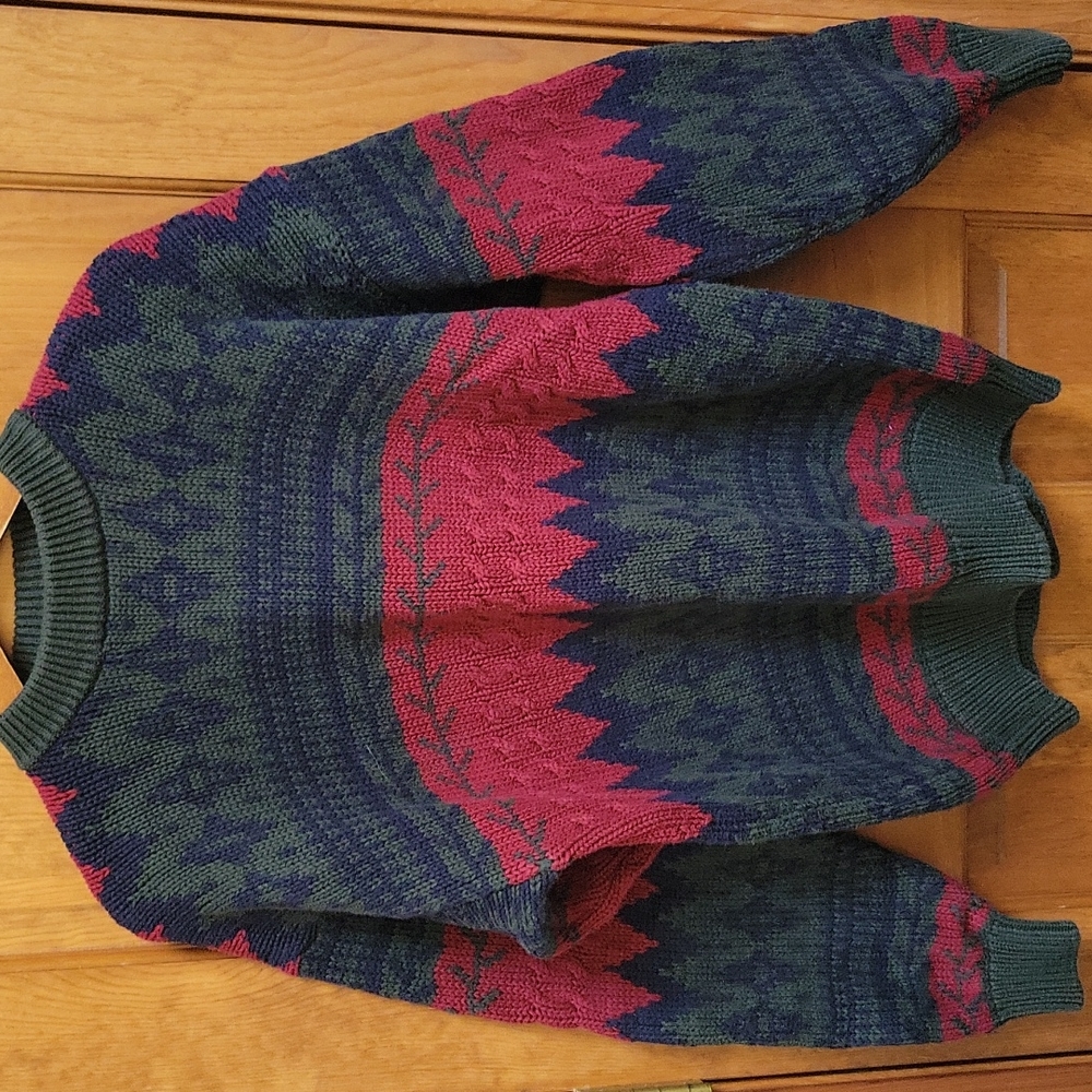 Woods & Gray Men’s XL Sweater 100% Cotton Geometric Striped Red Green Blue